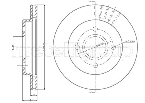 Metelli MET-DBR23-0317 Metelli Brake Rotor Ford Europe