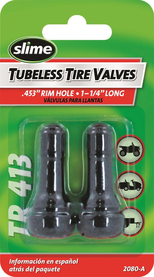 Slime FS-2080-A Slime Rubber Tire Valve Stems Carded 2Pk 1 1/4" Tr 413