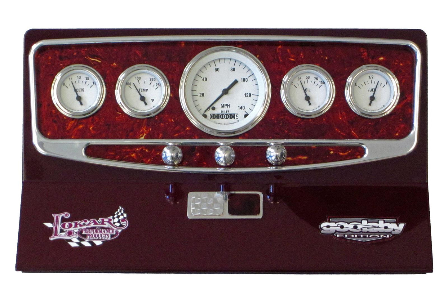 Lokar LK-BDI-9140 Goolsby Oval Dash Insert 5 Gauge Tortoise - Polished Suit 3-3/8" & 2-1/16" Gauges