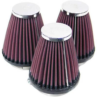 K&N Filters KNRC-1253 Universal Chrome Air Filter 3 2-1/4"Flg 3-1/2"B 2"T 4"H"