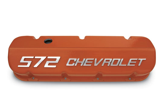 GM Performance GM12499200 Orange Alloy Valve Covers Chev Bb 572 V8