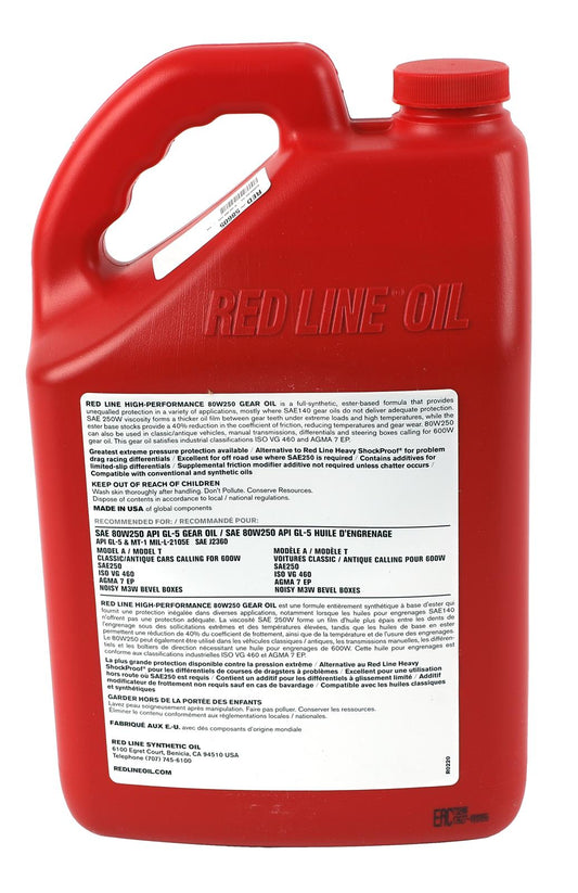 RED58605 | Redline 80W250 Gl-5 Gear Oil