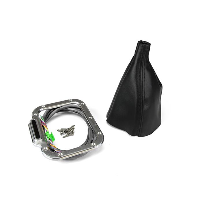 Lokar LK-CINB-1768 Vertical Led Shift Indicator Boot Kit - Brushed Billet Aluminium Suit Ford Aod Incl Sensor Kit & Rectangle Shifter Boot 6-3/4" X 5-1/4"Od X 5-1