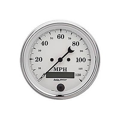 AutoMeter AU1680 Old Tyme White 3-3/8" Elecal In-Dash Speedo 0-120MPH