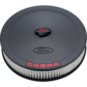 Ford Racing FMS-302-372 Ford Cobra' Air Cleaner Kit Black Crinkle Raised Ford Logo Red Cobra Logo