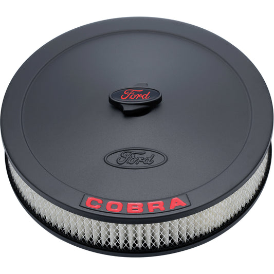 Ford Racing FMS-302-372 Ford Cobra' Air Cleaner Kit Black Crinkle Raised Ford Logo Red Cobra Logo