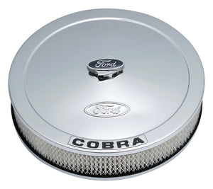 Ford Racing FMS-302-371 Ford Cobra' Air Cleaner Kit Chrome Raised Ford Logo Black Cobra Logo
