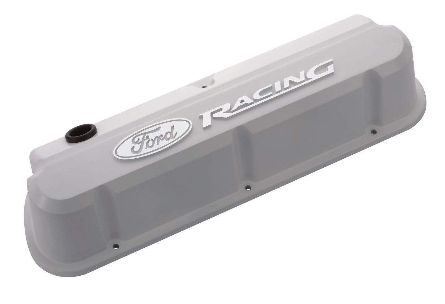 Ford Racing FMS-302-142 Ford Racing' Die-Cast Valve Covers Slant-Edge White Raised Emblems.