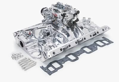 Edelbrock ED20374 Carburetor And Manifold Kit SB Chev 262-400 V8 E/Shine