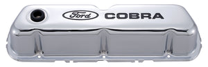 Ford Racing FMS-302-116 Ford Cobra' Stamped Steel Valve Covers Chrome Black Recessed Emblems.