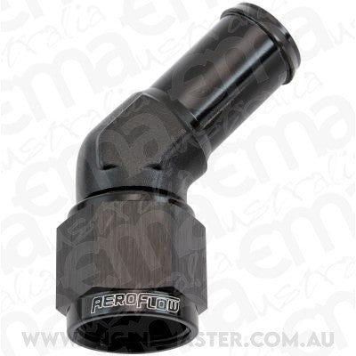 Aeroflow AF412-08-10BLK Female -8AN 45Deg To 5/8" Barbblack Swivel Nut