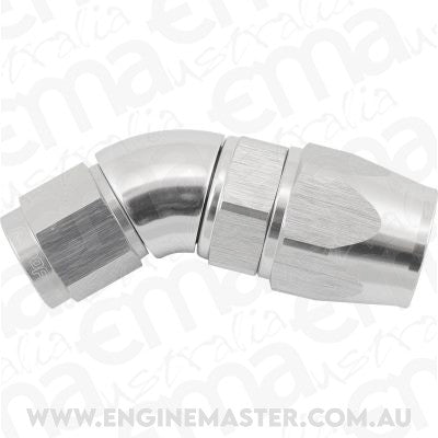 Aeroflow AF572-08-06DS Stepped 45 Degree End -8 Hose To -6AN Expander Hose End Silvteflon AF 572-08-06Ds
