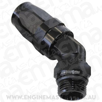AEROFLOW TAPER STYLE 45Ã¸ HOSE END MALE -6ORB TO -6 HOSE BLACK AF844-06-06BLK