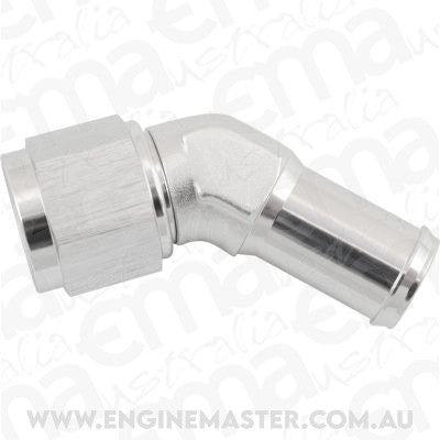 Aeroflow AF412-08-10S Female -8AN 45Deg To 5/8" Barbsilver Swivel Nut