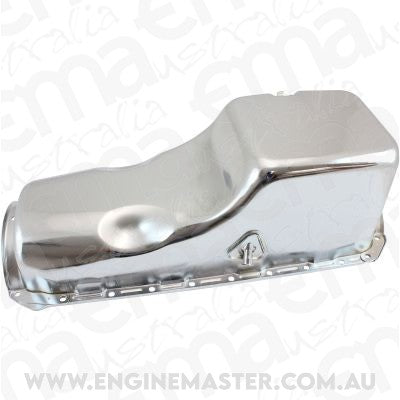 Aeroflow AF82-9294C Steel Stock Oil PAN BBC Chromerh/Side Dipstick Rear Sump