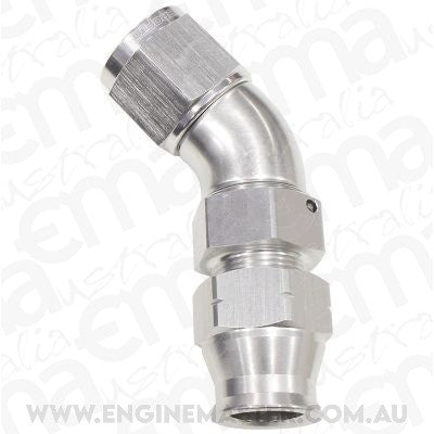Aeroflow AF129-06S 3/8" Tube 45 Deg Female -6AN Silver Swivel Nut with Olive