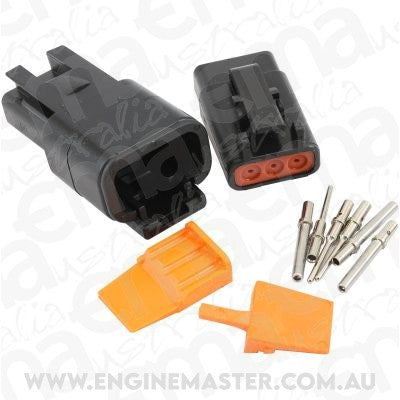 Aeroflow AF49-9103 Weathertight Dtm 3 Pin Black Connector Kit Deutsch Dtm Styl