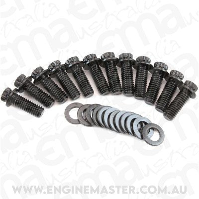 Aeroflow AF37-1201 Small Block Chevy Intake Bolts12 Point Head Pack Of 12 Black