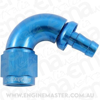 Aeroflow AF514-06-05 -6AN To 5/16" Barb 120 Degree Full Flow Push Lock Blue