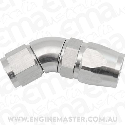 Aeroflow AF572-10-08DS Stepped 45 Degree End -10 Hoseto -8AN Expander Hose End Silvteflon AF 572-10-08Ds