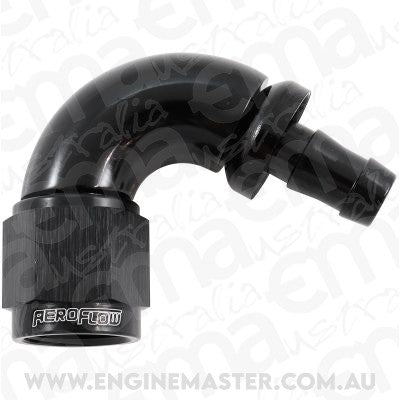 Aeroflow AF514-06-05BLK -6AN To 5/16" Barb 120 Degree Full Flow Push Lock Black
