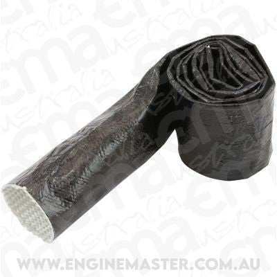 Aeroflow AF91-5012BLK Aluminised Sleeve 1-1/8-1-1/2"Black Finish 3.7 Meter / 12Ft