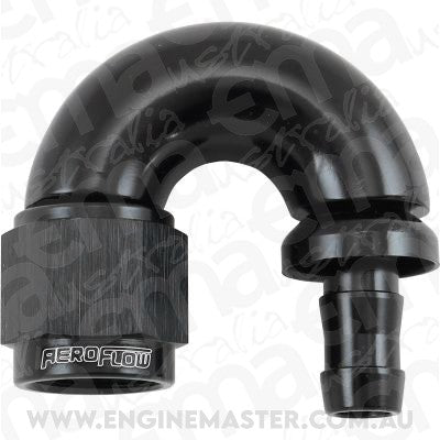 Aeroflow AF516-06-05BLK -6AN To 5/16" Barb 180 Degree Full Flow Push Lock Black