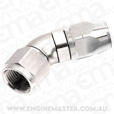 Aeroflow 100 & 450 series braided hose Alloy 45 Deg End -12AN Silver Cutter Style Full Flow Aeroflow Performance Products AF552-12S