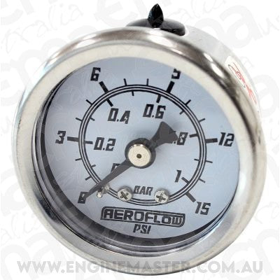 Aeroflow AF30-2206 1-1/2" 0-15 Psi Pressure Gaugewhite Face Black Pointer