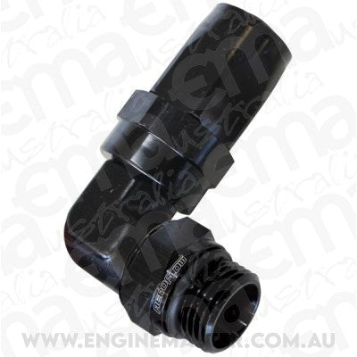 Aeroflow 100 & 450 series braided hose 90 Deg -6 to Male -6 Thread Black Aeroflow Performance Products AF849-06-06BLK