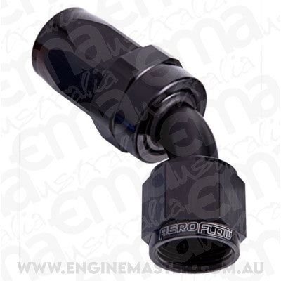 Aeroflow AF102-06BLK -6AN Taper Series 45 Degree Hose End Black