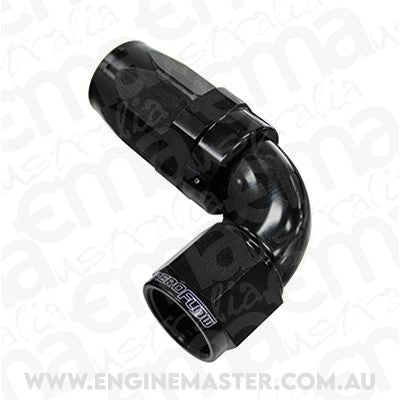 Aeroflow AF153-04BLK 90 Deg Hose End -04AN Black Full Flow Taper Style