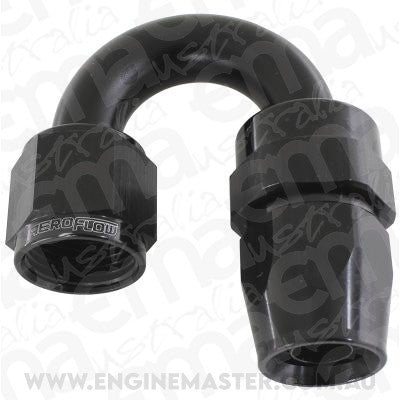 Aeroflow 200 & 250 series braided hose Alloy 180 Deg End -8AN Black Full Swivel Suit Teflon Aeroflow Performance Products AF206-08DBLK