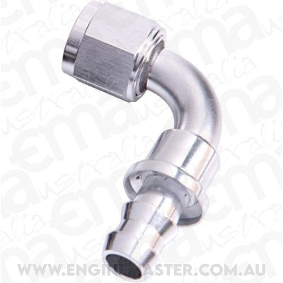 Aeroflow AF403-08S 90 Deg Push Lock End -8AN Silver No Clamp Required