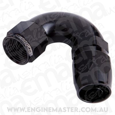 Aeroflow 100 & 450 series braided hose Alloy 120 Deg End -16AN Black Cutter Style Full Flow Aeroflow Performance Products AF554-16BLK