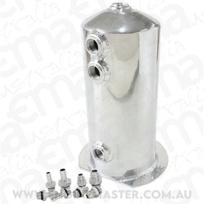 Aeroflow AF49-1016 Surge Tank 2.5L Spun Alloy 3x3/8 1x1/2 Or 3x -6AN 1x -8An