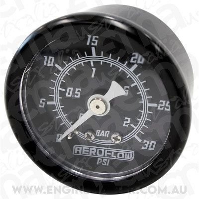 Aeroflow AF30-2210 1-1/2" 0-30 Psi Press Gauge Black Face White Pointer