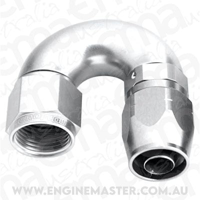 Aeroflow AF556-04S Alloy 180 Deg Hose End -4AN Silver Cutter Style Full Flow