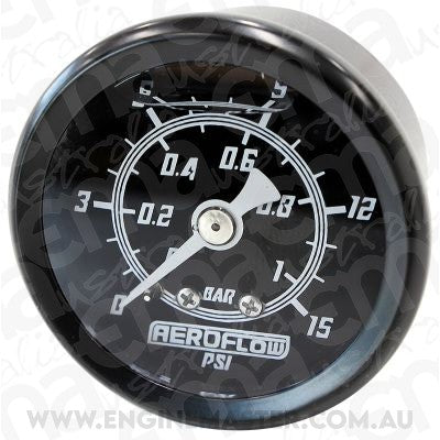 Aeroflow AF30-2200 1-1/2" 0-15 Psi Liq Fill Gaugeblack Face White Pointer