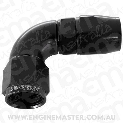Aeroflow AF573-08DBLK-25 90 Deg -8AN Full Flow Teflon Hose End Black 1 Piece (25 Pack)