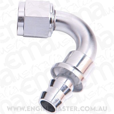 Aeroflow 400 series hose 120 Deg Push Lock End -4AN Silver No Clamp Required Aeroflow Performance Products AF404-04S