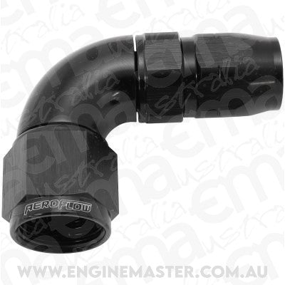 Aeroflow AF553-06-08BLK Stepped 90 Deg Hoseend -6 Hoseto -8AN Reducer Hose End Black