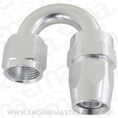 Aeroflow 200 & 250 series braided hose Alloy 180 Deg End -8AN Silver Full Swivel Suit Teflon Aeroflow Performance Products AF206-08DS