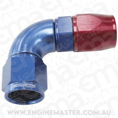Aeroflow 200 & 250 series braided hose 90 Deg -20AN Full Flow Teflon End Blue 1 Piece Fullflow Aeroflow Performance Products AF573-20D