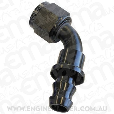Aeroflow AF418-12BLK 60 Deg Push Lock End -12AN Black No Clamp Required <15Psi