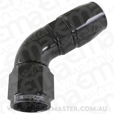 Aeroflow 200 & 250 series braided hose 60 Deg -10AN Full Flow Teflon End Black 1 Piece Fullflo Aeroflow Performance Products AF578-10DBLK