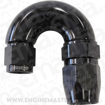 Aeroflow AF556-08-06BLK Stepped 180 Deg Hoseend -8 Hosto -6AN Reducer Hose End Black