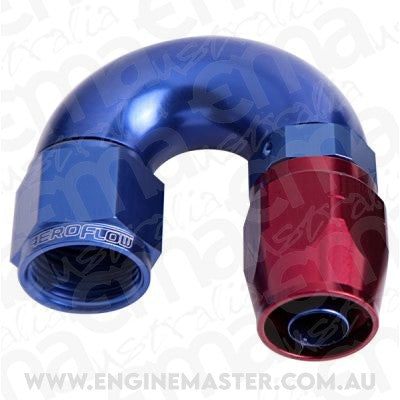 Aeroflow AF556-04 Alloy 180 Deg Hose End -4AN Blue Cutter Style Full Flow