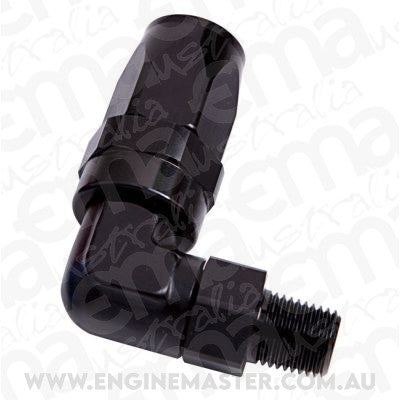 Aeroflow AF829-10-08BLK Male 1/2" NPT 90 Deg to -10AN Black Full Swivel 90 Deg
