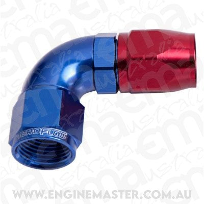 Aeroflow AF553-06-25 Alloy 90 Deg Hose End -6AN Blue Cutter Style Full (25 Pack)